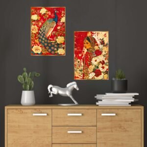 Set of Two Wall Paintings for Wall Dacoration Golden Framed Wall Paintings for Living Room & Bedroom Wall Art for Home Decoration & Office Wall Décor (14x11 inch CH-GD2-3)